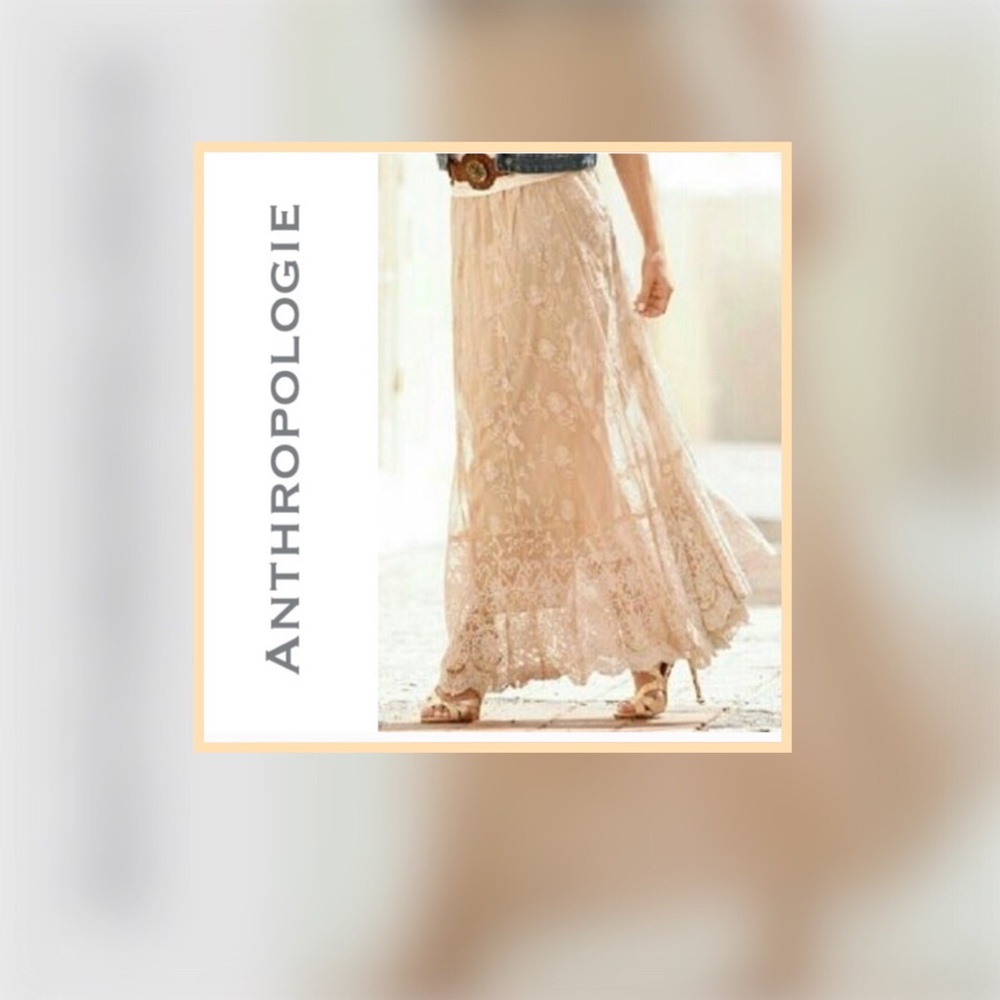 ANTHROPOLOGIE LAPIS LACE BOHO MAXI SKIRT